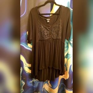 Crochet Inset Babydoll Tee